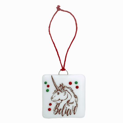 Unicorn "Believe" Ornament