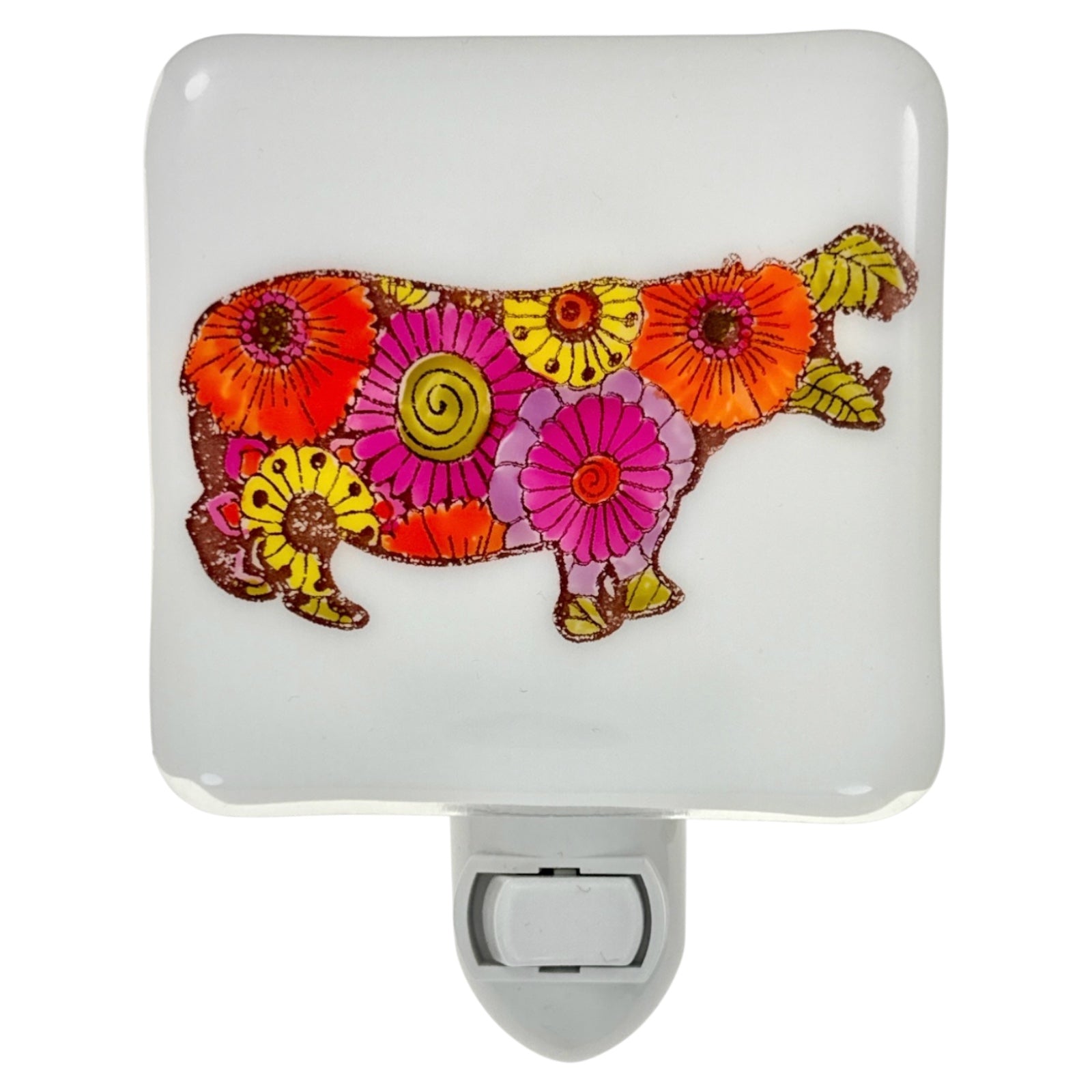Flowered Hippopotamus Night Light - Hand Painted