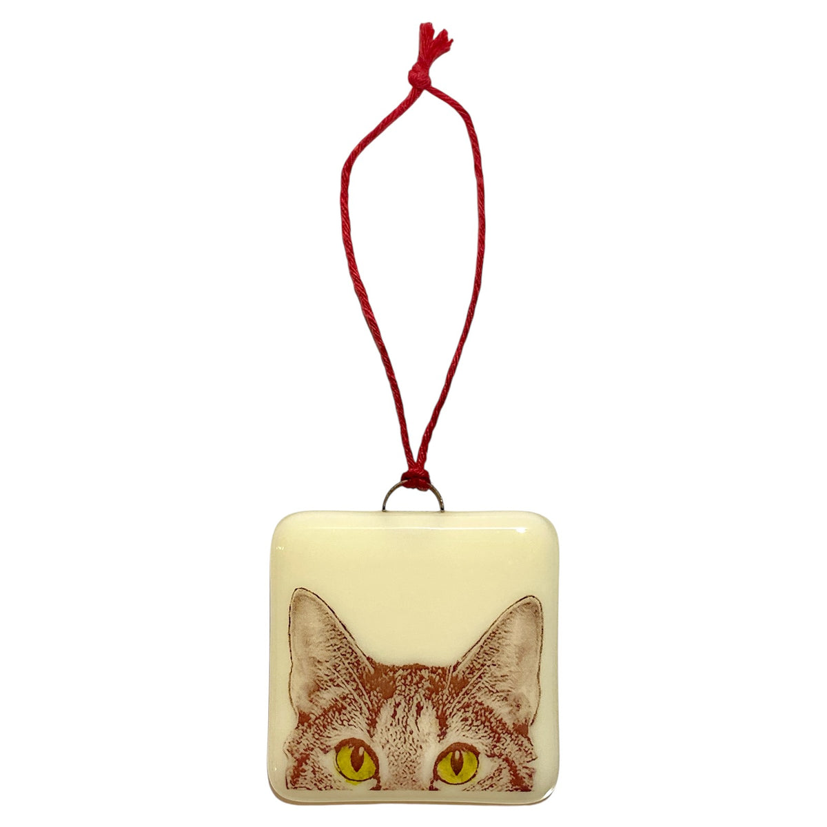 Cat Peaking Ornament - Hand Painted