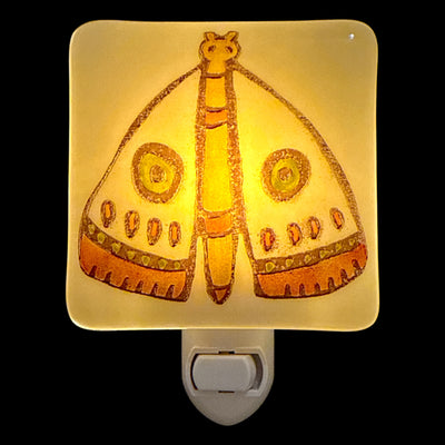 Cute Spanish Moth Autumn Colors - Hand Painted Glass