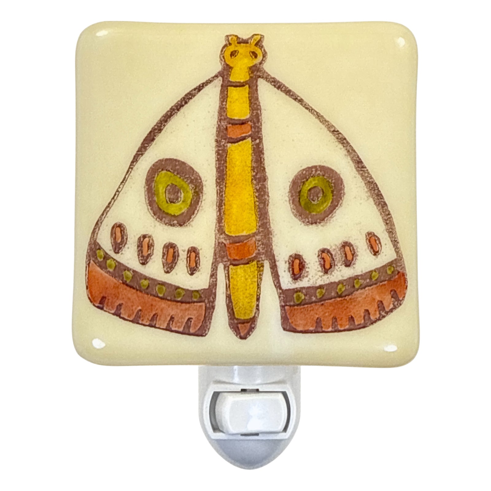 Cute Spanish Moth Autumn Colors - Hand Painted Glass