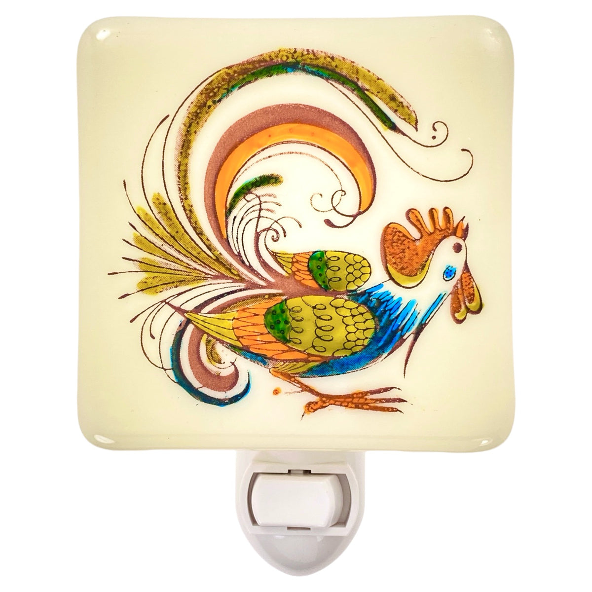 Mid Century Rooster Hand Painted Night Light