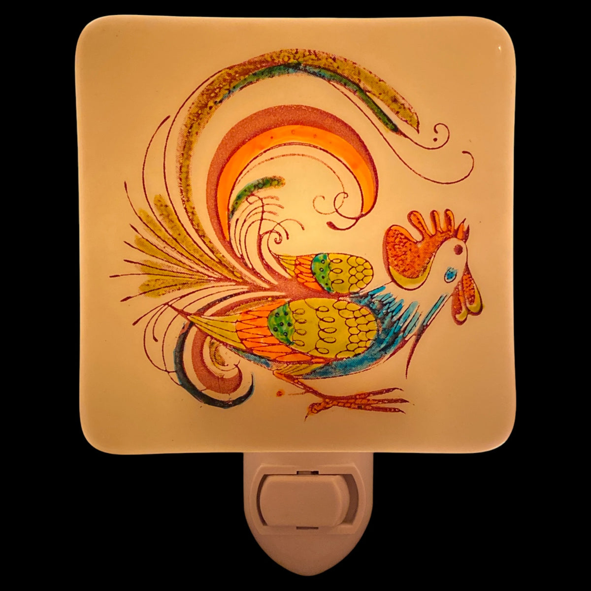 Mid Century Rooster Hand Painted Night Light