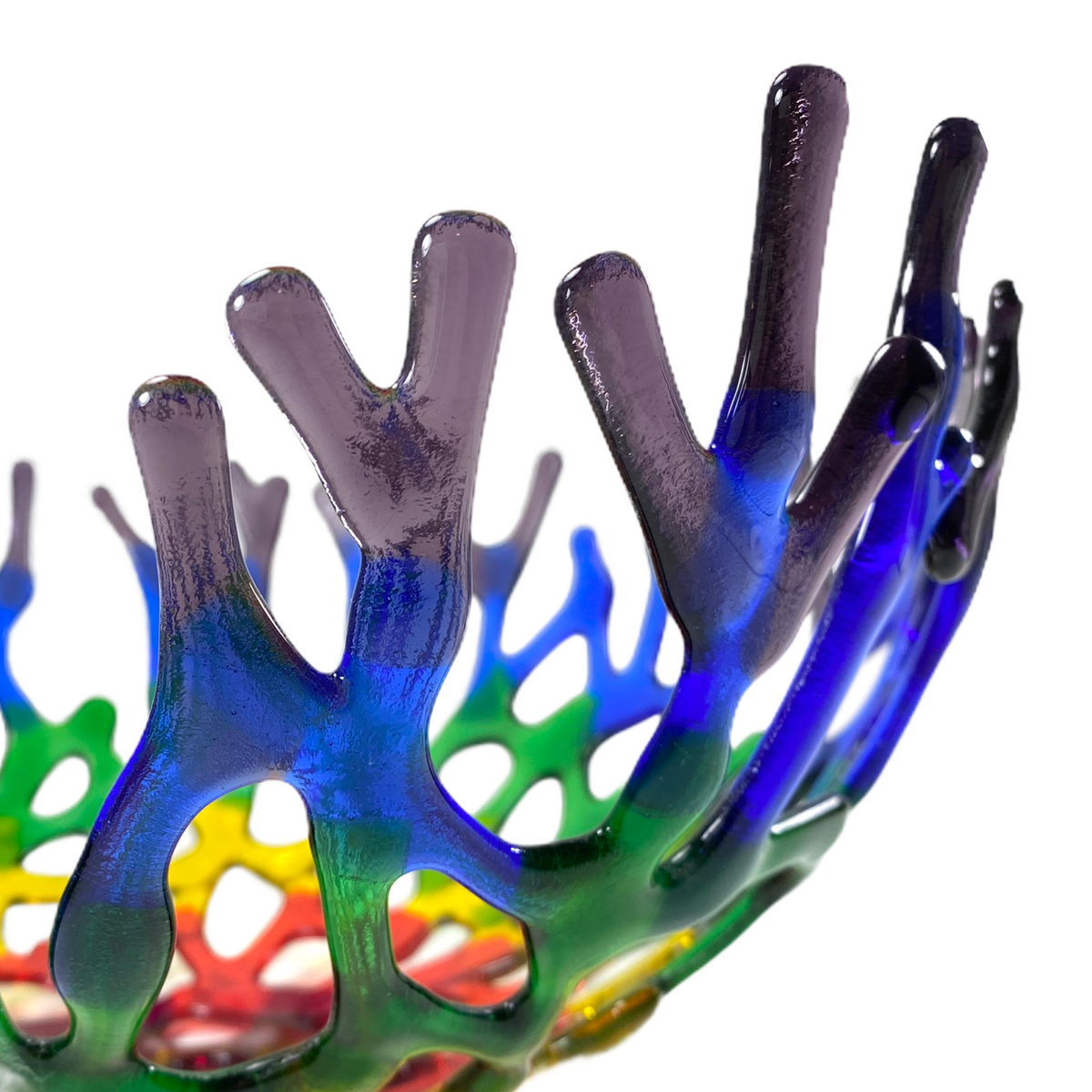 Coral Branch Bowl | Large Rainbow Mixed Color Glass