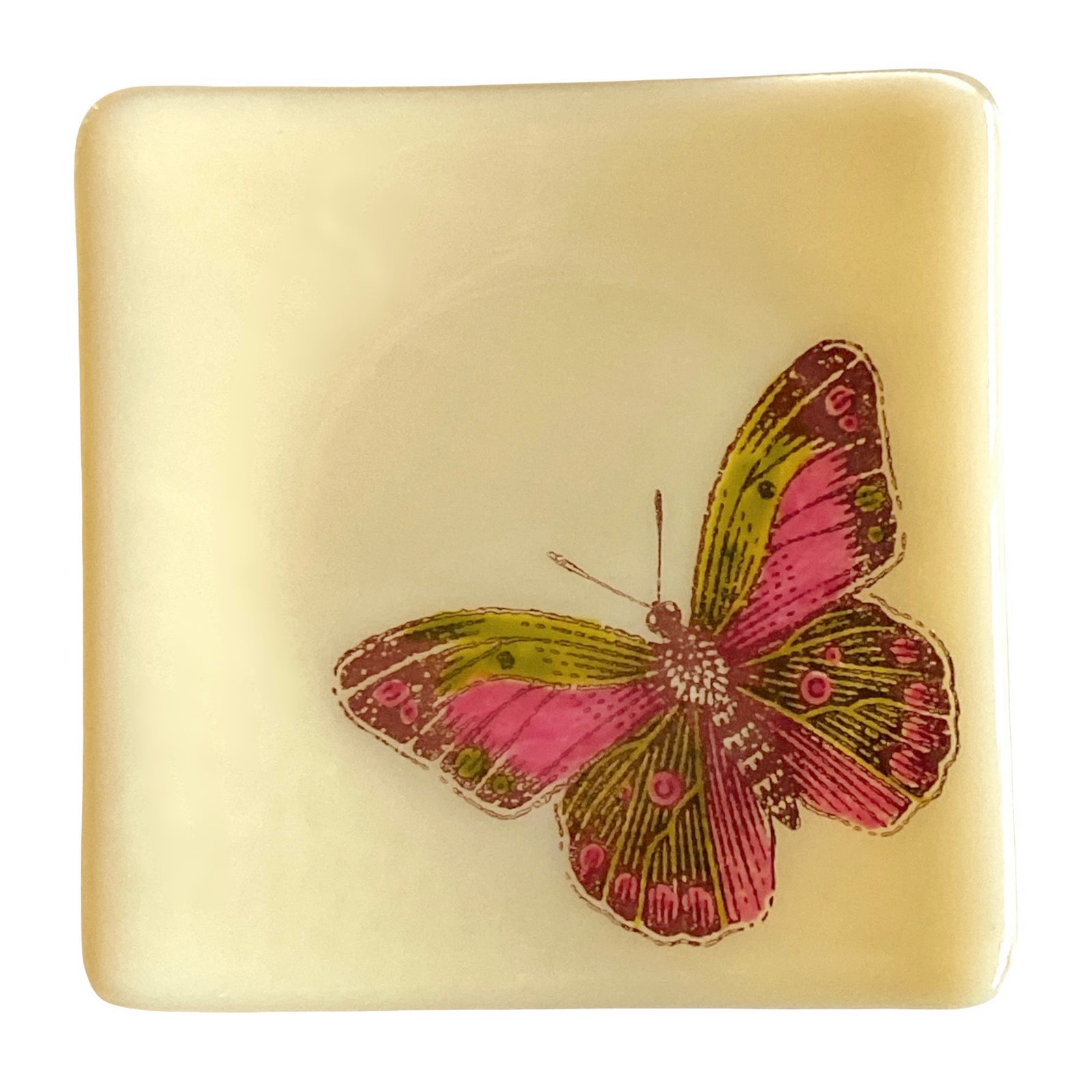 Retro Boho Butterfly Trinket Dish Glass
