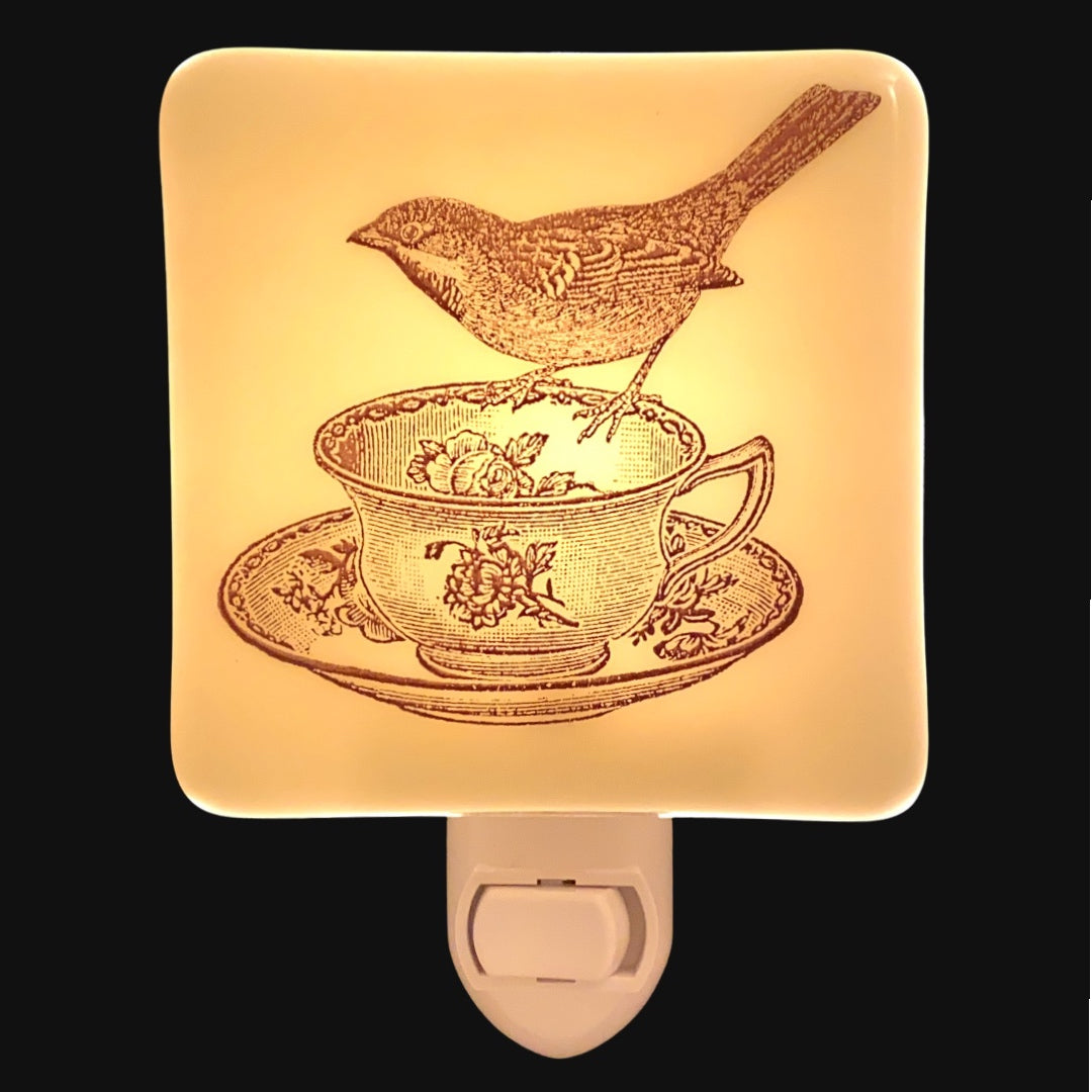 Bird and Vintage Teacup Night Light