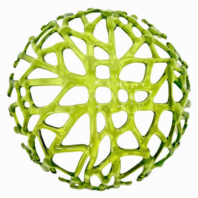 Coral Branch Bowl | Large Lime Green Transparent Glass