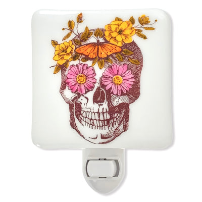 Skull with Butterfly and Spring Flowers Night Light