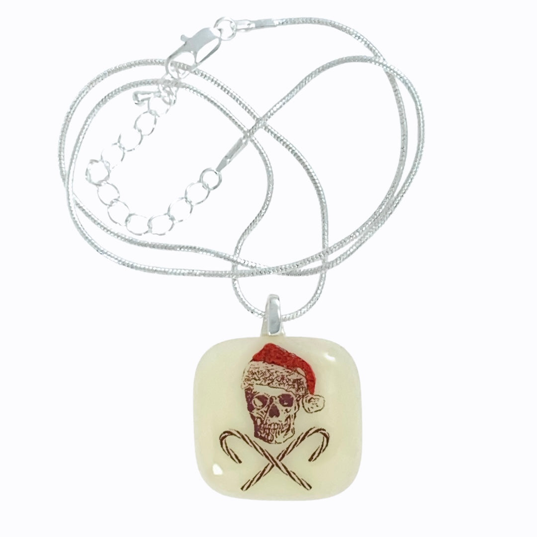 Skull and Crossbones Christmas Pendant Necklace