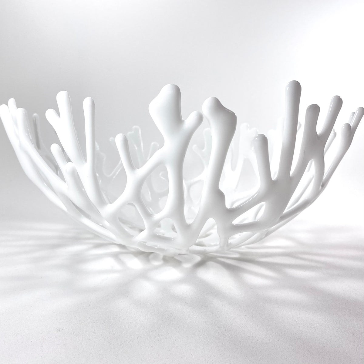 Coral Branch Bowl | Large Opaque White Glass