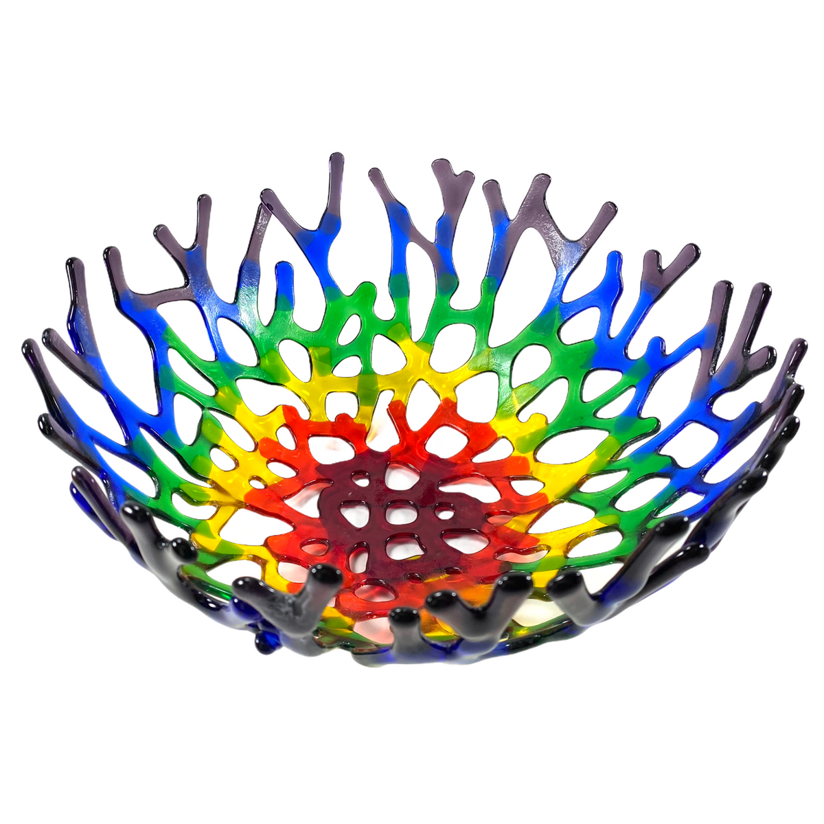 Coral Branch Bowl | Large Rainbow Mixed Color Glass