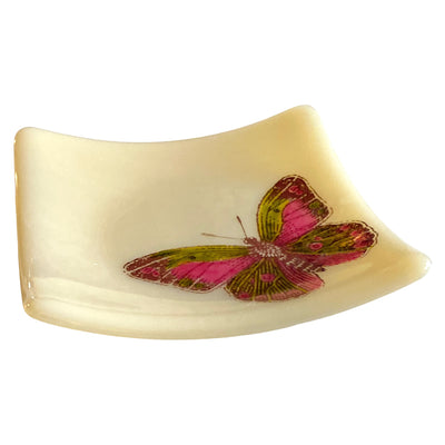 Retro Boho Butterfly Trinket Dish Glass