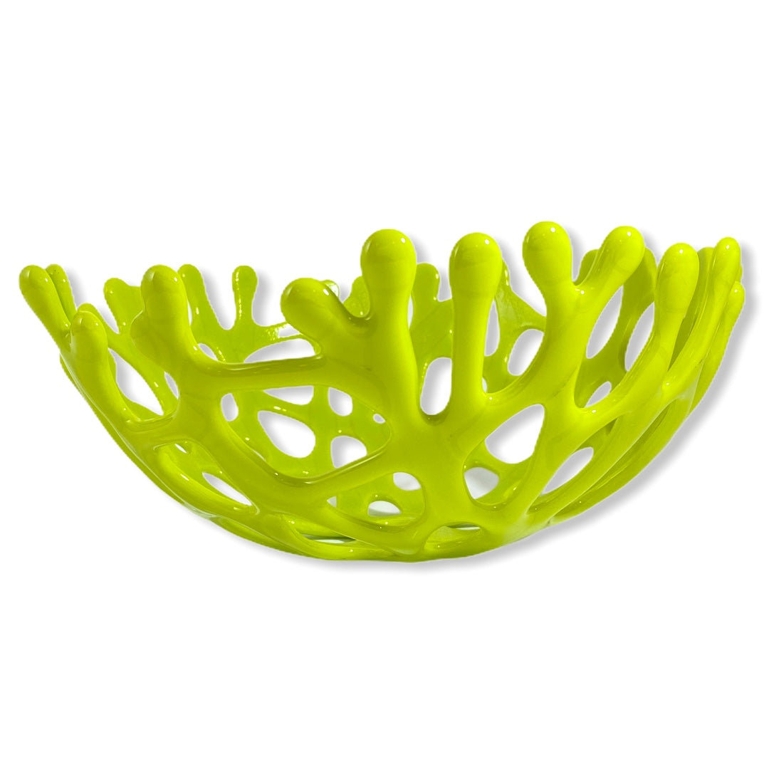 Coral Branch Bowl | Medium Lemongrass Green Opaque Glass