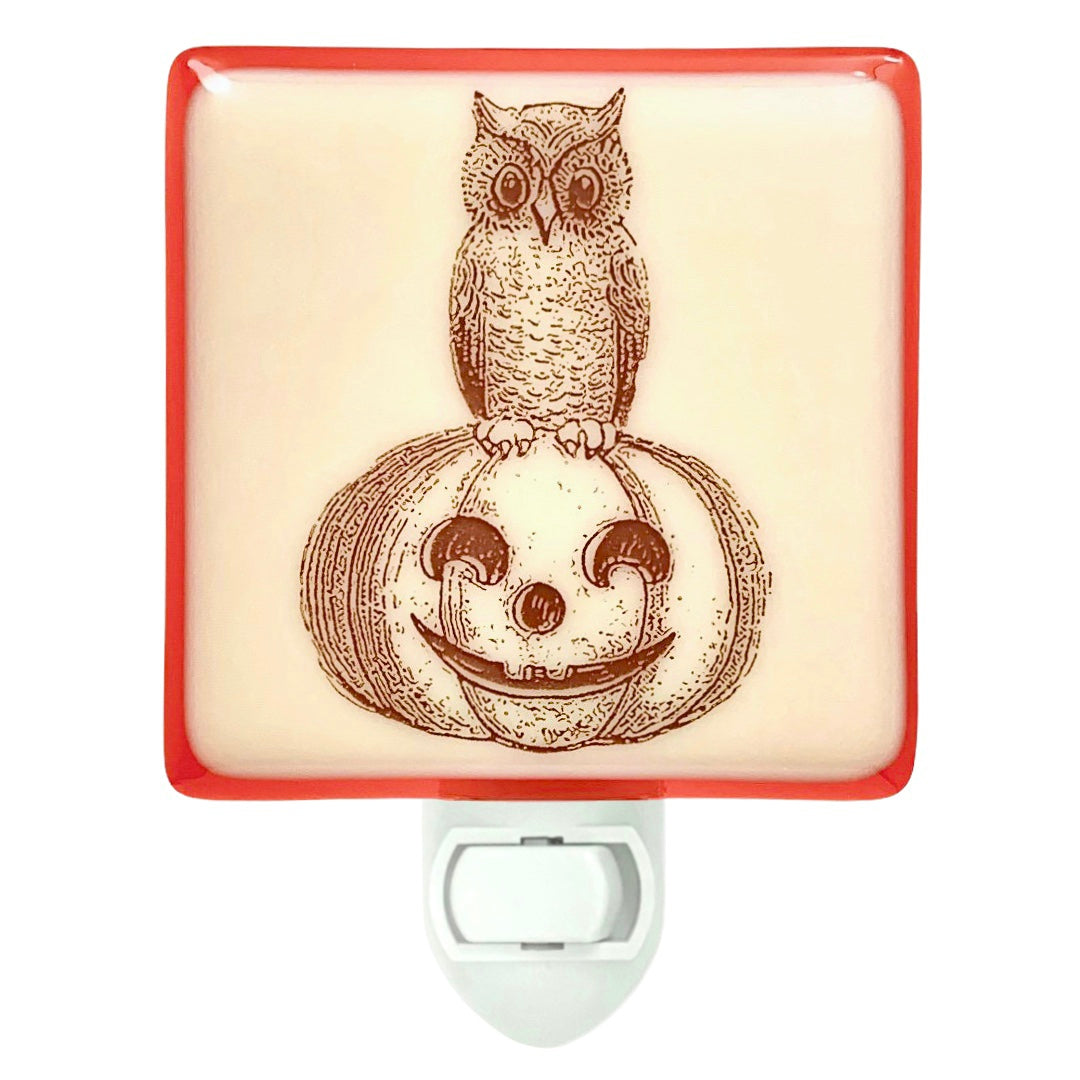 Halloween Vintage Owl and Jack-O-Lantern Night Light