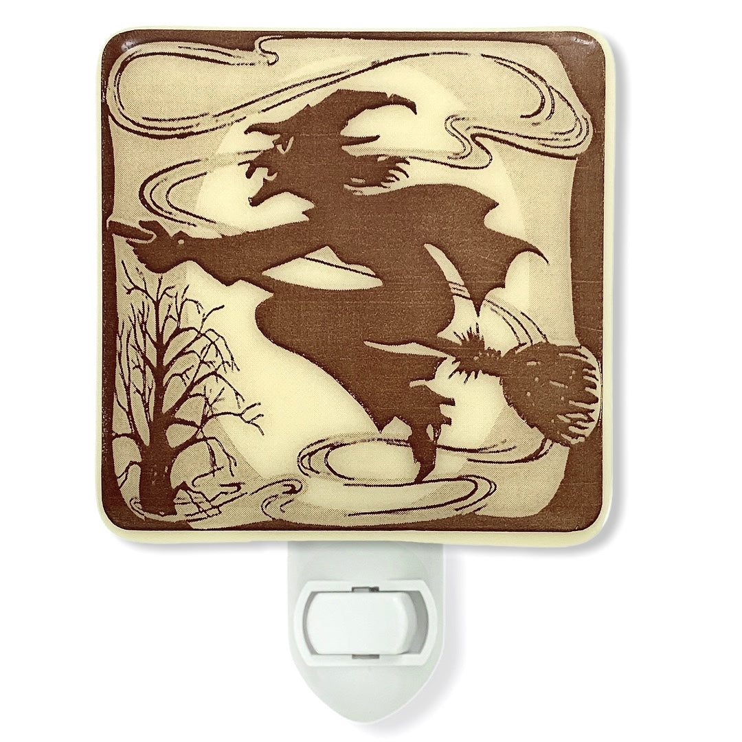 Halloween Vintage Witch on Broomstick Night Light