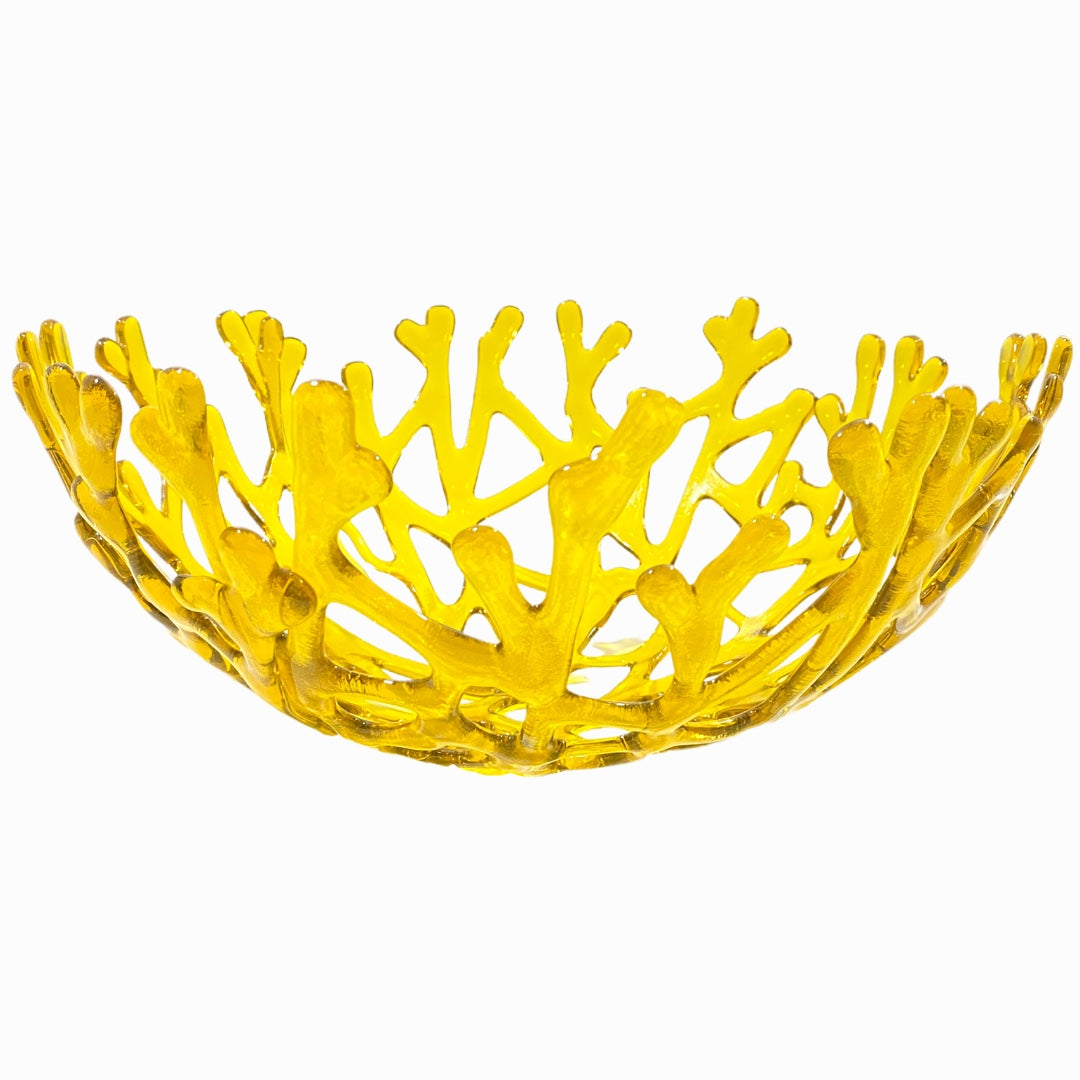 Coral Branch Bowl | Large Yellow Transparent Glass
