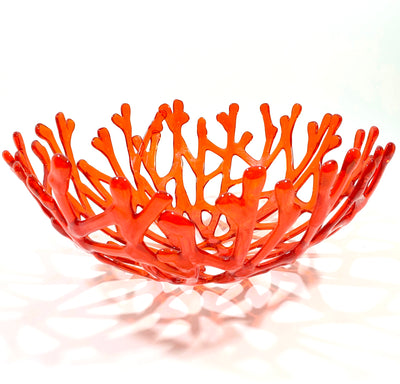 Coral Branch Bowl | Large Dark Orange Glass