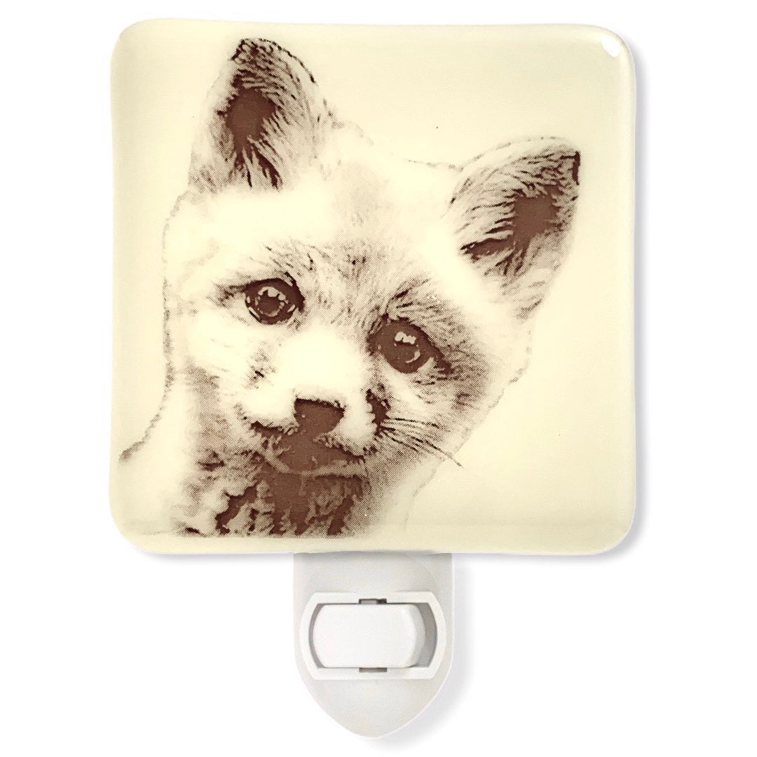 Fox Baby Night Light Fused Glass