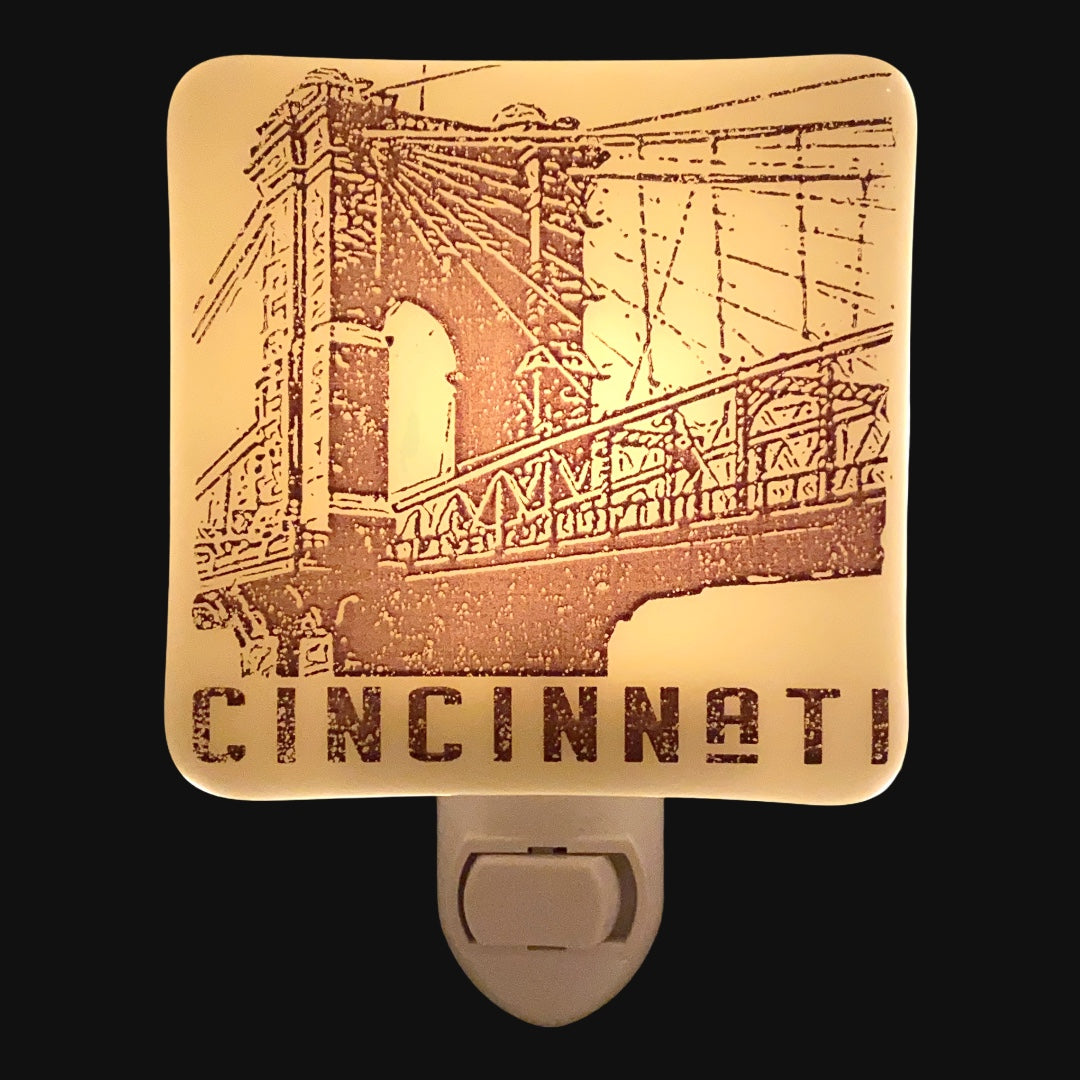 Cincinnati Ohio - Roebling Suspension Bridge Night Light