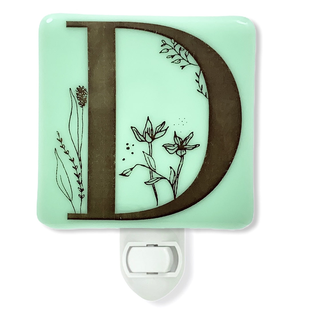 PERSONALIZED Floral Letters Initials Night Light