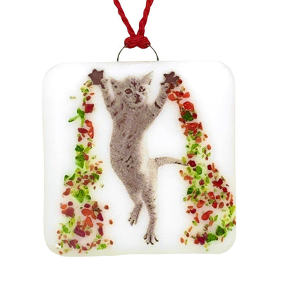 Flying Kitten Ornament - Glass Glitter Sprinkles