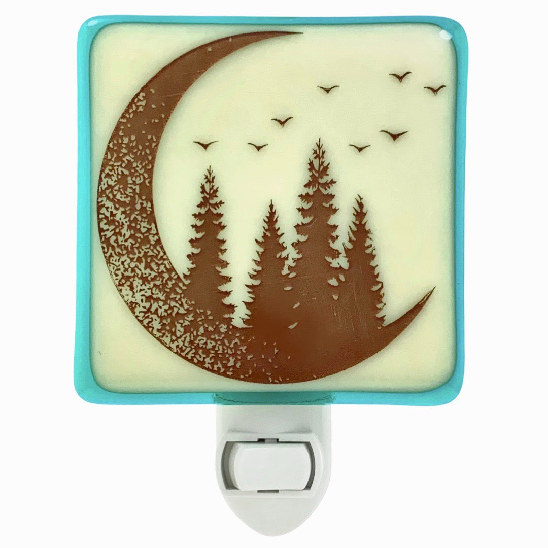 Crescent Moon and Pine Trees Night Light