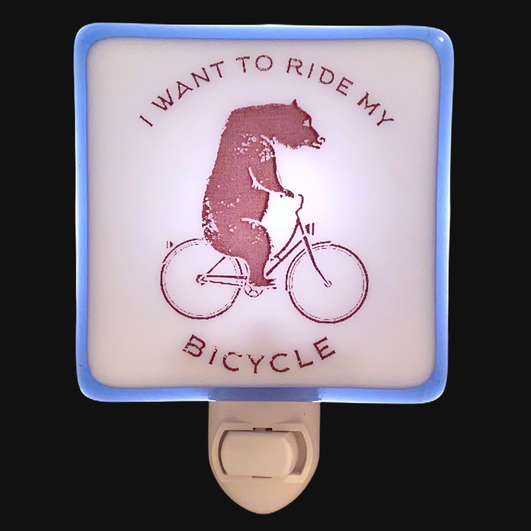 Bear Riding Bike Night Light “I Want to Ride My Bicycle”
