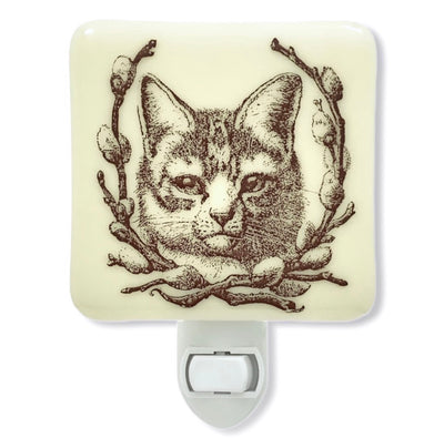 Cat and Pussy Willow Wreath Night Light