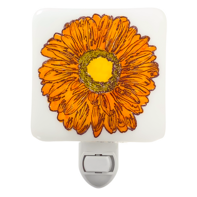 Gerbera Daisy Flower Orange Night Light - Hand Painted