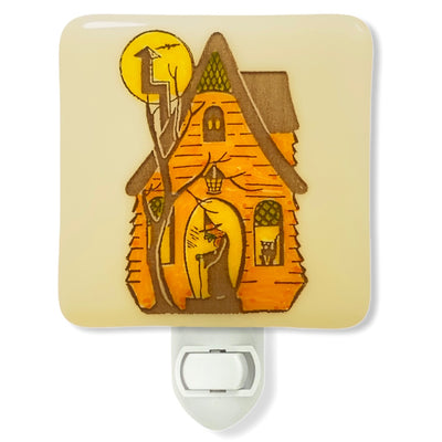 Halloween Vintage Witch in Haunted House Night Light - Hand Painted