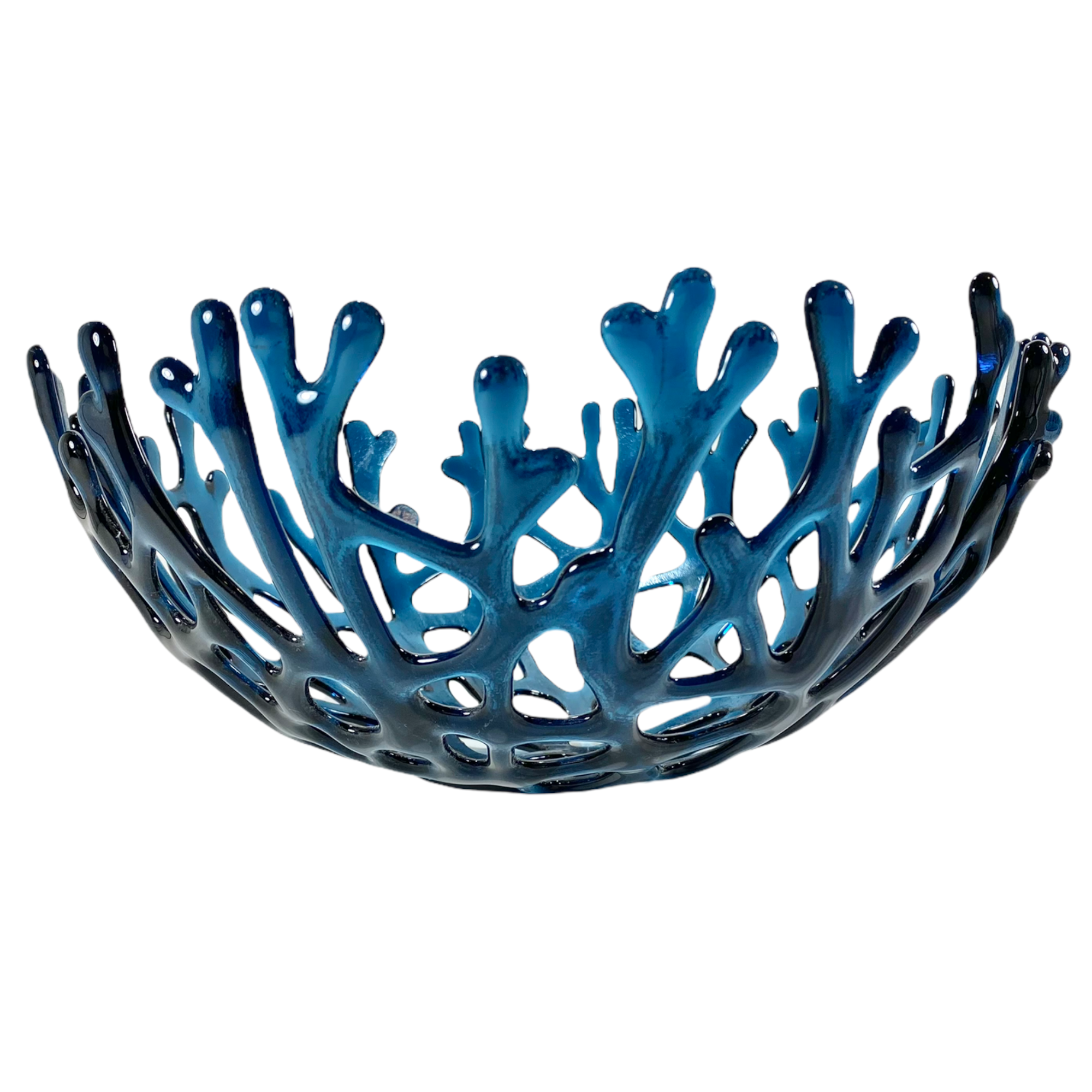 Coral Branch Bowl | Large Navy Blue Glass
