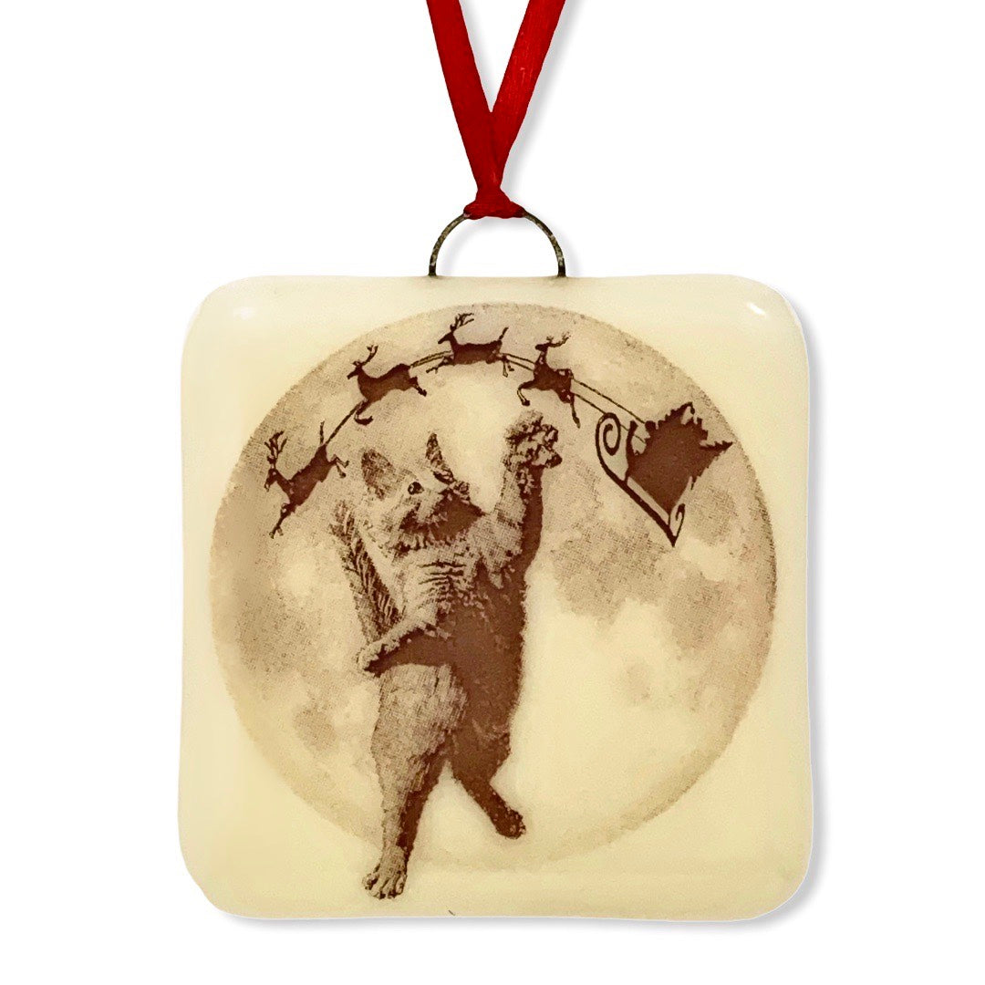 Kitten Attacks Santa’s Sleigh Ornament