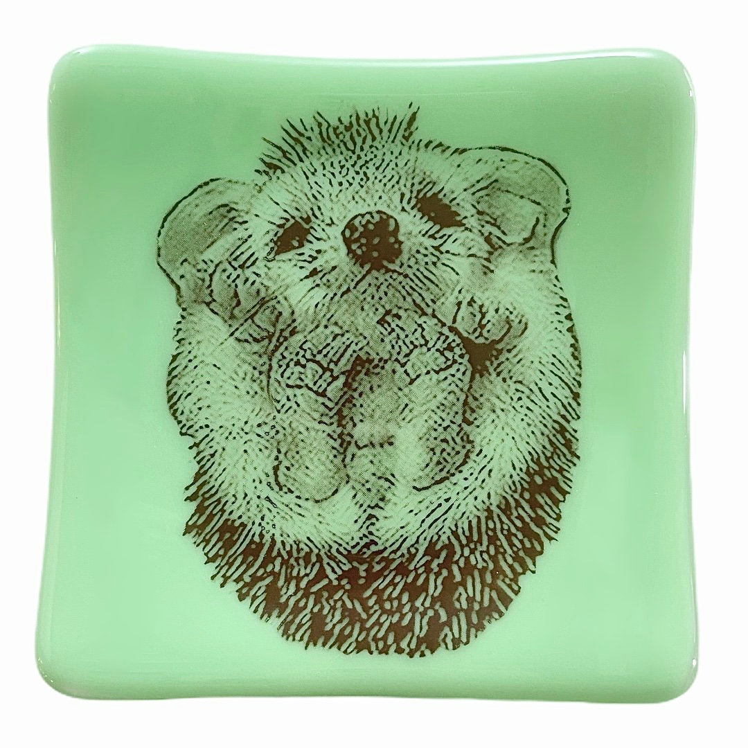 Hedgehog Dish Jadeite Mint Green Glass