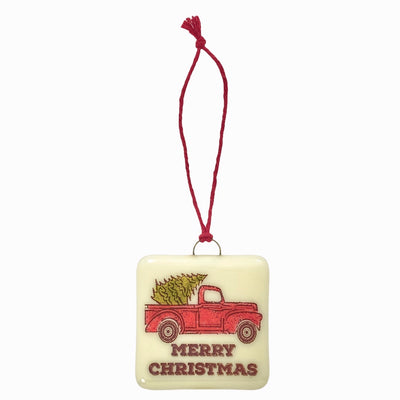 Old Red Truck Christmas Ornament - Hand Painted