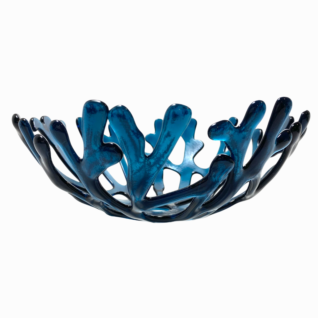 Coral Branch Bowl | Medium Navy Blue Glass