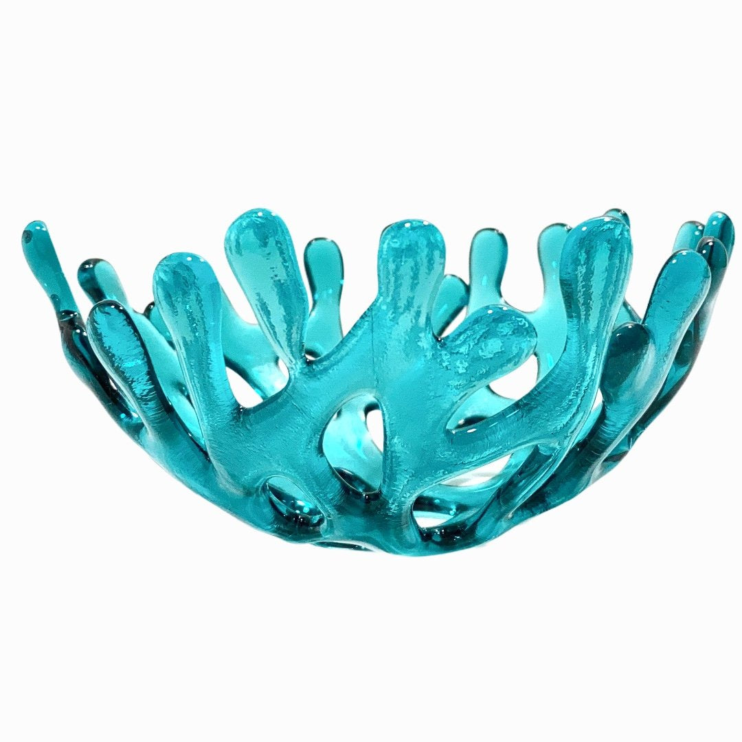 Coral Branch Bowl | Small Aqua Transparent Glass