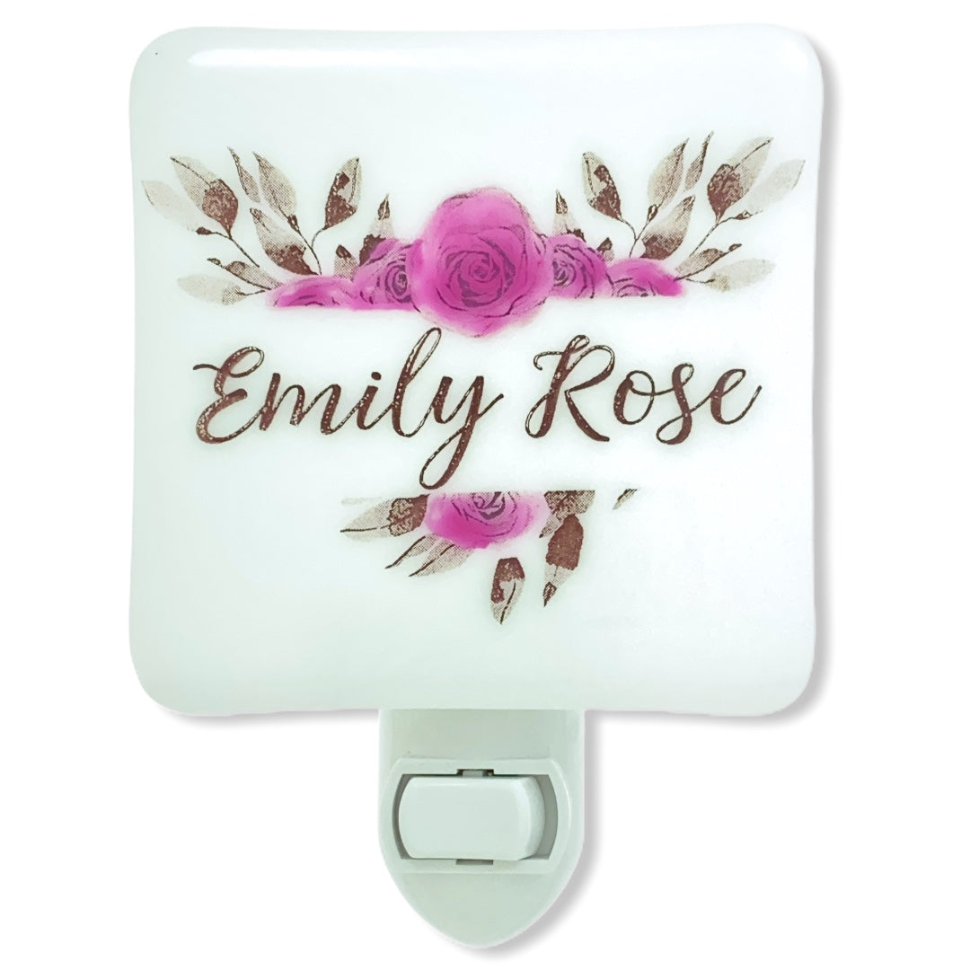 PERSONALIZED Boho Rose Heart Wreath with Name or initials Night Light