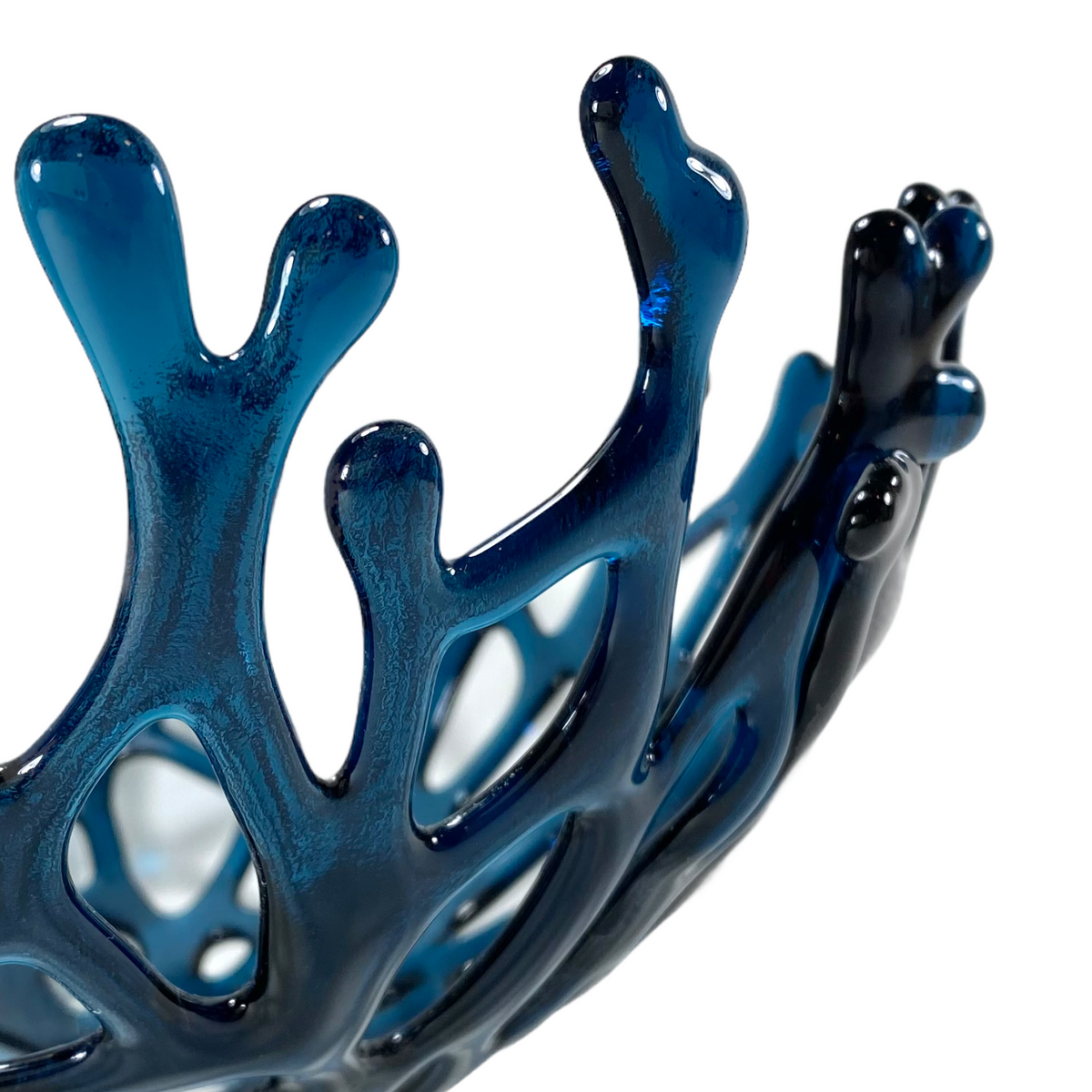Coral Branch Bowl | Large Navy Blue Glass