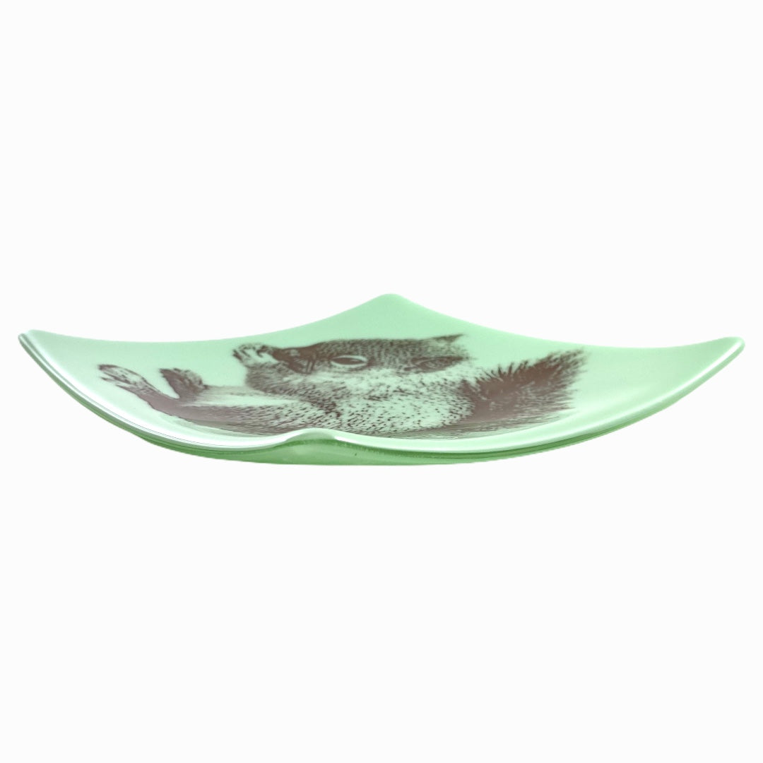 Squirrel Tray 7.5" Mint Green Glass