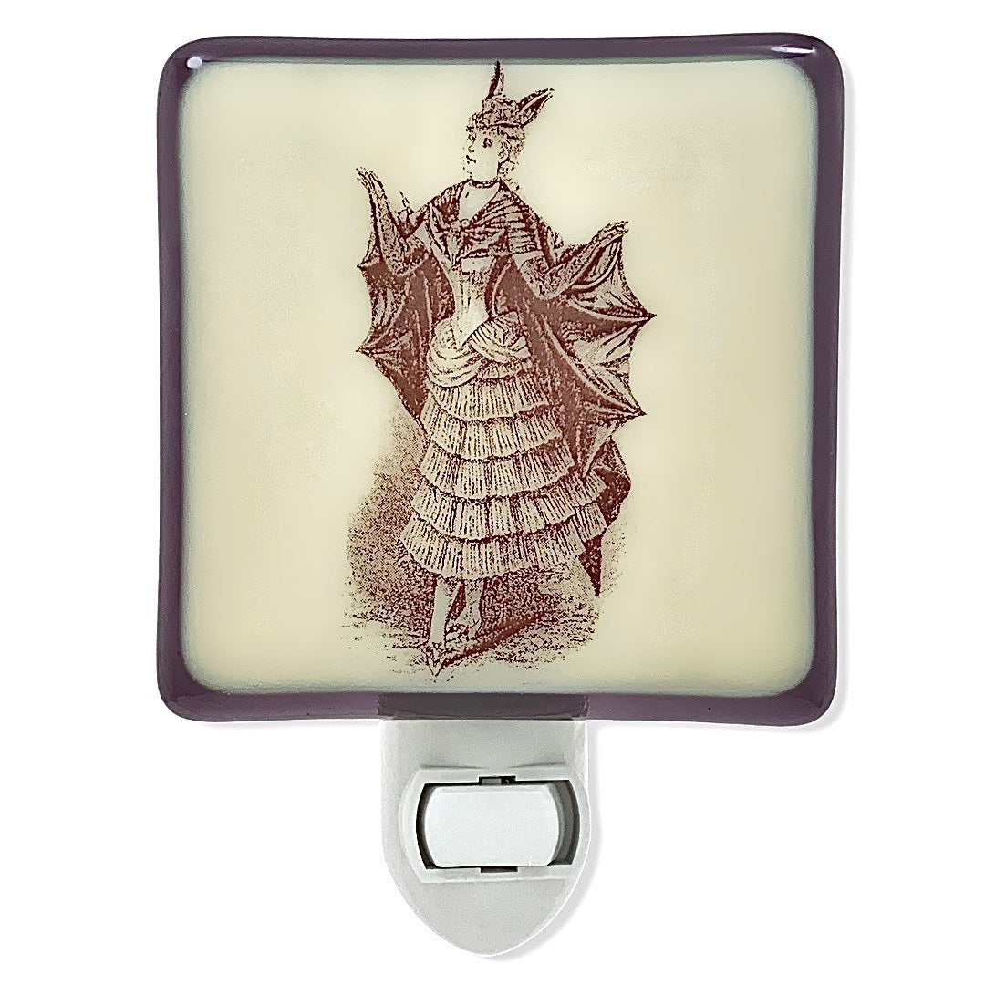 Victorian Lady in Halloween Bat Costume Night Light