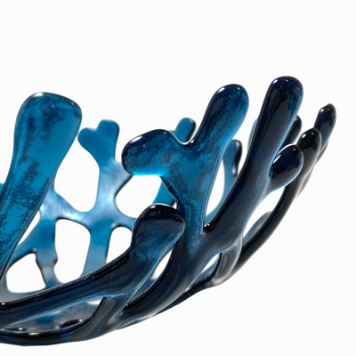 Coral Branch Bowl | Medium Navy Blue Glass
