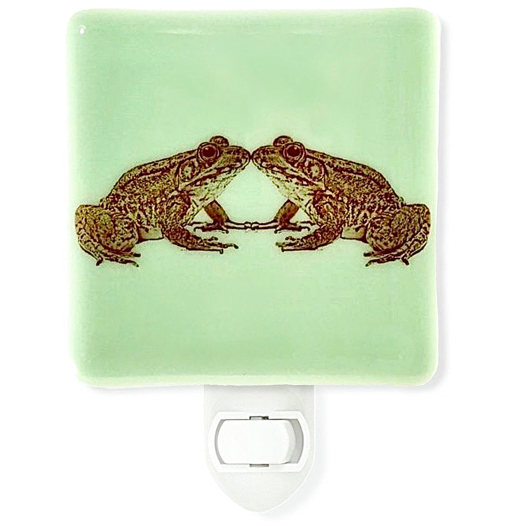 Frog Kiss Night Light Mint Green Glass