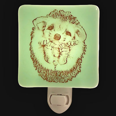 Hedgehog Baby Roly Poly Night Light Mint Green Glass