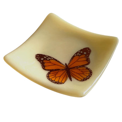 Monarch Butterfly Trinket Dish Glass