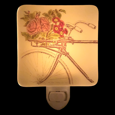 Rustic Bicycle with Flowers in Handlebar Basket Night Light