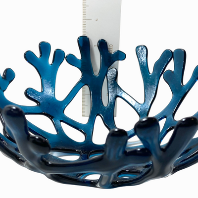Coral Branch Bowl | Medium Navy Blue Glass