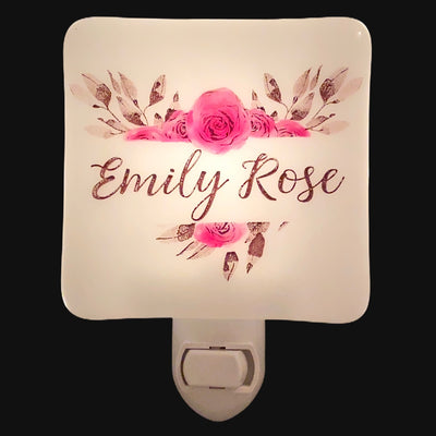 PERSONALIZED Boho Rose Heart Wreath with Name or initials Night Light