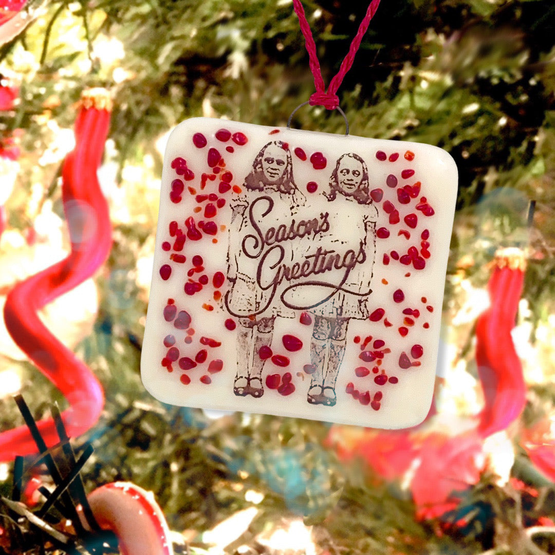 The Shining - Grady Twins "Season's Greetings" Ornament - Glass Glitter "Blood"