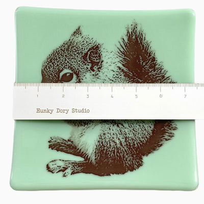 Squirrel Tray 7.5" Mint Green Glass