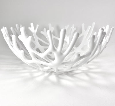 Coral Branch Bowl | Large Opaque White Glass
